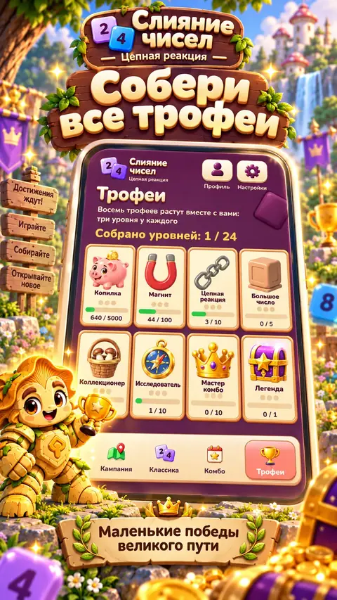 Восемь трофеев с уровнями